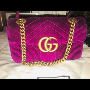 Authentic Gucci Velvet Marmont Shoulder Bag.